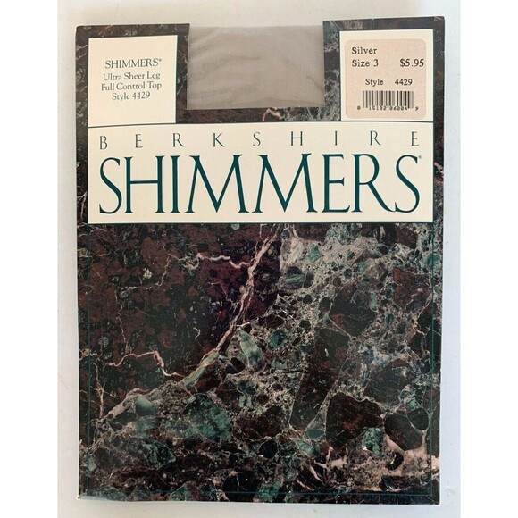 BERKSHIRE SHIMMERS Control Top SILVER Pantyhose Size 3 Ultra Sheer Leg 4429 - Picture 1 of 3